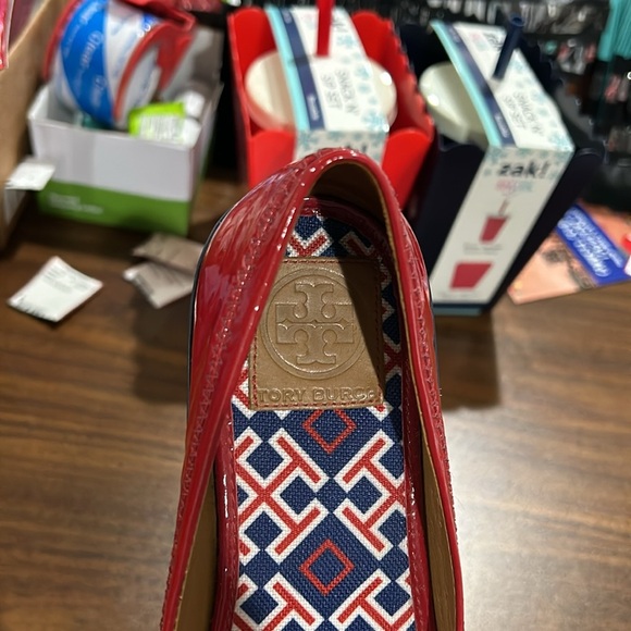 Tory Burch Cherry Red Channing Reva Patent Leather Sneaker Flats - Picture 4 of 12
